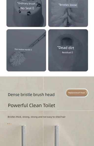 WC Fırçası Seti - Süt Beyazı, Saklama Hazneli (Yapıştırmalı) - Resim 9