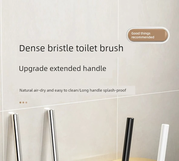 WC Fırçası Seti - Süt Beyazı, Saklama Hazneli (Yapıştırmalı) - Resim 7