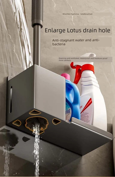 Deliksiz Duvara Monte Tuvalet Fırçası Seti - Yabai Uzun Raflı - Resim 10