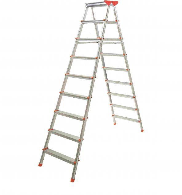ALÜMİNYUM ÇİFT ÇIKIŞLI 9 BASAMAKLI MERDİVEN (2 METRE) (ACCM.07) ürün görseli