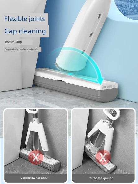 Gizli Hazneli Mop - 34cm - 5 Adet Anında Emişli Pamuk Başlıklı ve Duvar Askı Aparatlı - 6