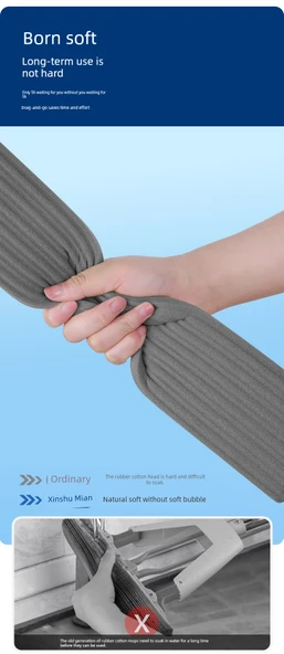 Gizli Hazneli Mop - 34cm - 5 Adet Anında Emişli Pamuk Başlıklı ve Duvar Askı Aparatlı - 8