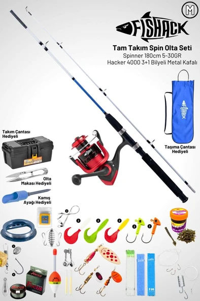 Tam Takım Spin Olta Seti - 180cm Kamış 5-30GR / 4000'lik 3+1BB Makine - M - At-Çek Olta Takımı