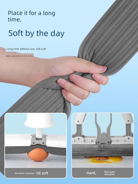 Gizli Hazneli Mop - 34cm - 5 Adet Anında Emişli Pamuk Başlıklı ve Duvar Askı Aparatlı - 4