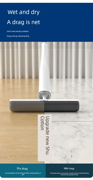 Gizli Hazneli Mop - 34cm - 5 Adet Anında Emişli Pamuk Başlıklı ve Duvar Askı Aparatlı - 9
