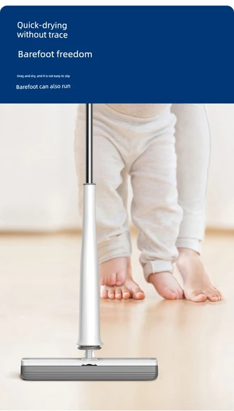 Gizli Hazneli Mop - 34cm - 5 Adet Anında Emişli Pamuk Başlıklı ve Duvar Askı Aparatlı - 10