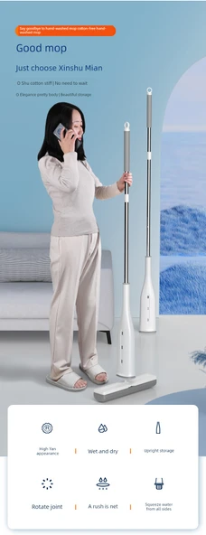 Gizli Hazneli Mop - 40cm - 2 Adet Anında Emişli Pamuk Başlıklı ve Duvar Askı Aparatlı - 7
