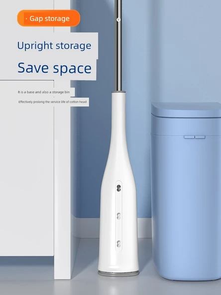 Gizli Hazneli Mop - 34cm - 5 Adet Anında Emişli Pamuk Başlıklı ve Duvar Askı Aparatlı - 2