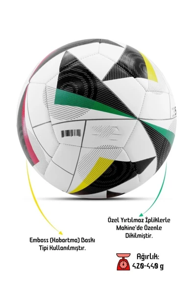 Euro2024 Tasarım Futbol Topu 4 Astarlı No:5 480 Gr + Pompa Hediyeli X516 - 2