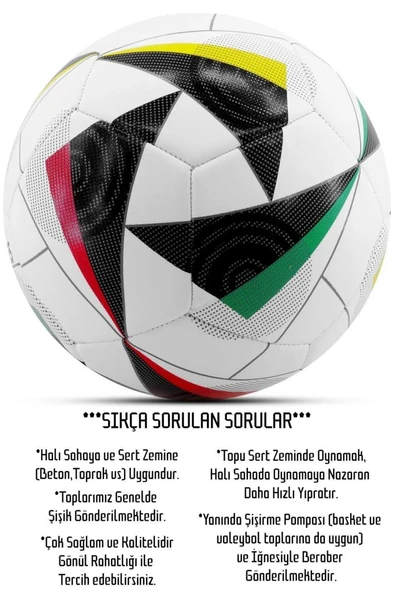 Euro2024 Tasarım Futbol Topu 4 Astarlı No:5 480 Gr + Pompa Hediyeli X516 - 5