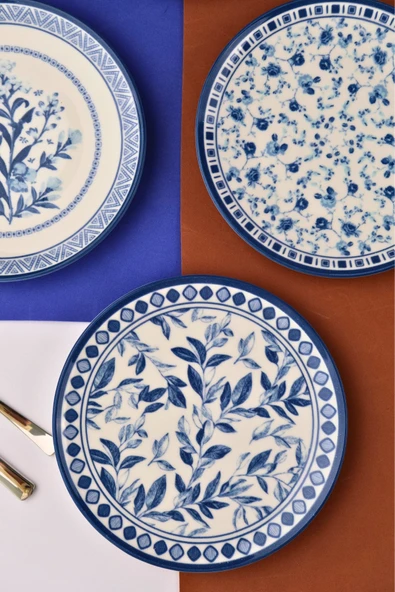 Tabak Evi Porselen Blue Heaven Pasta Takımı 20cm 4 Kişilik 4 Parça TVL4PTPRS1194 - 6