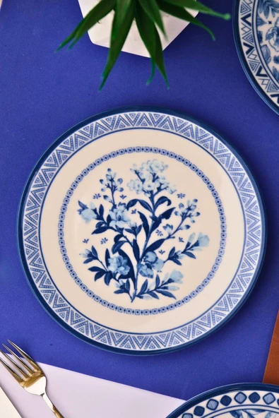 Tabak Evi Porselen Blue Heaven Pasta Takımı 20cm 4 Kişilik 4 Parça TVL4PTPRS1194 - 8