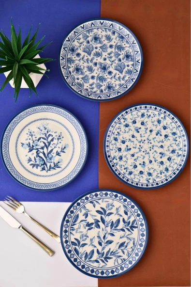 Tabak Evi Porselen Blue Heaven Pasta Takımı 20cm 4 Kişilik 4 Parça TVL4PTPRS1194