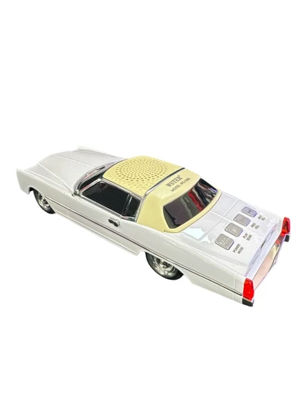 WSTER WS-1966 Araba Görünümlü Taşınabilir Kablosuz Radyolu Bluetooth Hoparlör BEYAZ - 3
