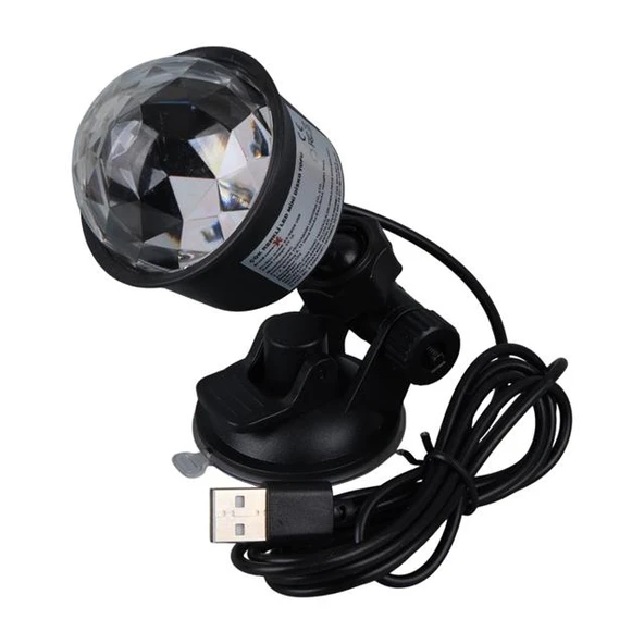 Ledx AL-KX-6889 Projeksiyon Atmosferli Usbli 4 Watt Şarjlı Sihirli Rgb Led Disko Topu - 2