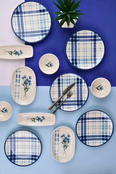 Tabak Evi Porselen Silvia Kahvaltı ve İkram Takımı 6 Kişilik 14 Parça TVL14KAHPRS1213