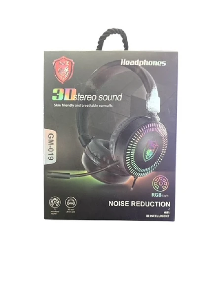 3D Stereo Sound GM-019 Rgb Kablolu Kulaküstü Işıklı  Oyuncu Kulaklık 3.5mm Jack - 3
