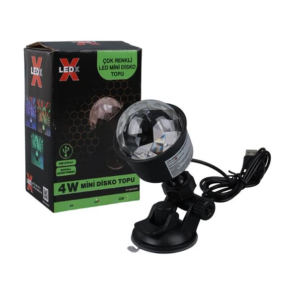 Ledx AL-KX-6889 Projeksiyon Atmosferli Usbli 4 Watt Şarjlı Sihirli Rgb Led Disko Topu - 4