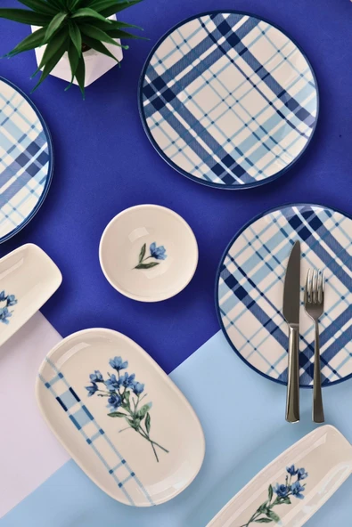 Tabak Evi Porselen Silvia Kahvaltı ve İkram Takımı 6 Kişilik 14 Parça TVL14KAHPRS1213 - 2