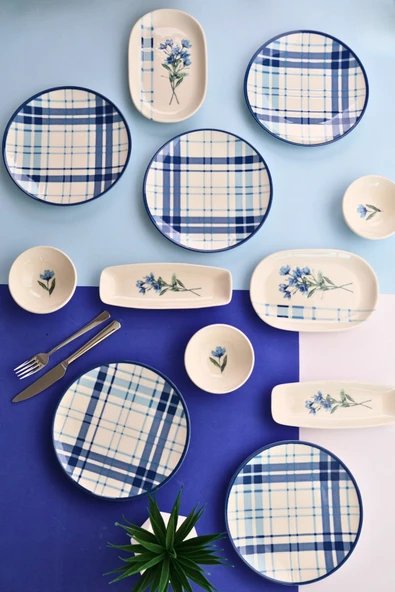 Tabak Evi Porselen Silvia Kahvaltı ve İkram Takımı 6 Kişilik 14 Parça TVL14KAHPRS1213 - 4