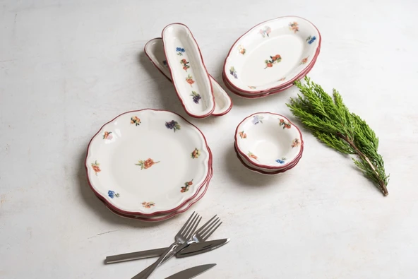 Porser Porselen Rustik Grace Kahvaltı ve İkram Takımı 6 Kişilik 14 Parça - 5