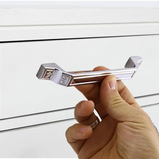 Mobilya Mutfak Dolabı Çekmece Dolap Kulpu Düz Metal Kulpları Kulbu Kulpu (128 MM-12.8 CM) Krom - 5
