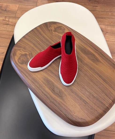 4224 KIRMIZI TRİKO ERKEK SNEAKERS - ERKEK SPOR AYAKKABI