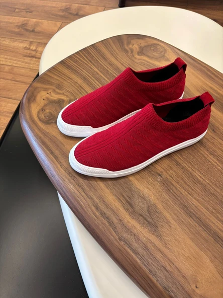 4224 KIRMIZI TRİKO ERKEK SNEAKERS - ERKEK SPOR AYAKKABI - 2