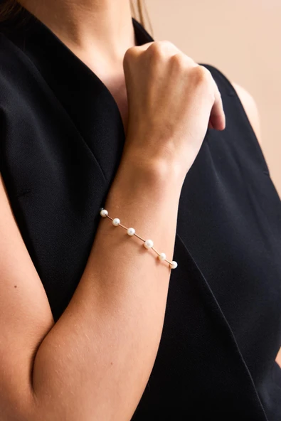 7,5 mm Doğal İnci Modern Bileklik - Resim 2