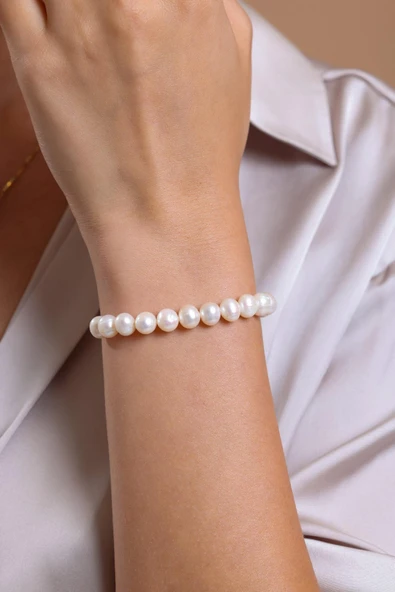 8,5 mm Doğal İnci Asansörlü Bileklik - Resim 2