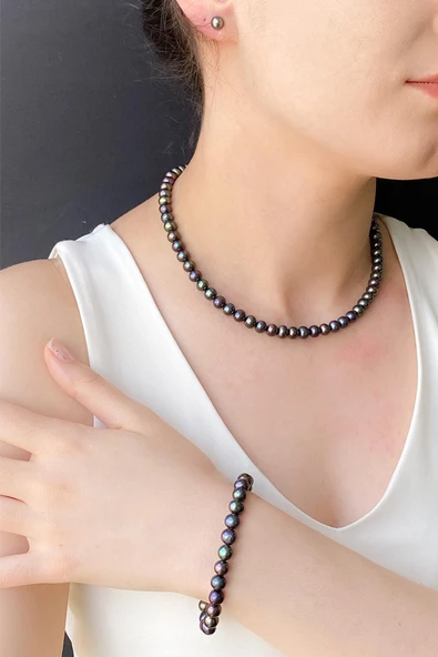 6,5 mm Siyah İnci Bileklik - 2