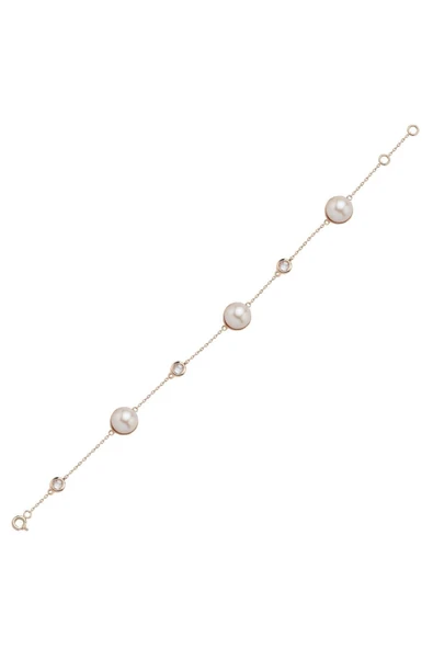 9,5 mm Üç Doğal İncili Zirkon Taşlı Bileklik - Resim 7