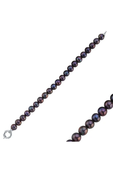 9,5 mm Doğal Siyah İnci Bileklik - 8
