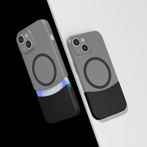iPhone 15 Kablosuz Şarj Destekli Kılıf Mıknatıslı Duble Kapak - Resim 6