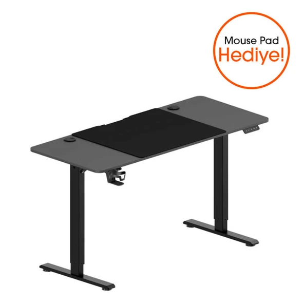 Adore Gaming Maestro-X Yükseklik Ayarlı Oyuncu Masası - Siyah 140x72-117x60 cm