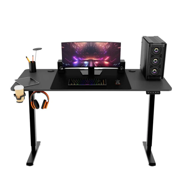 Adore Gaming Maestro-X Yükseklik Ayarlı Oyuncu Masası - Siyah 140x72-117x60 cm - 5
