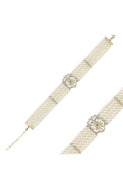 4,5 mm Lale Motif Dört Sıralı Doğal İnci Bileklik