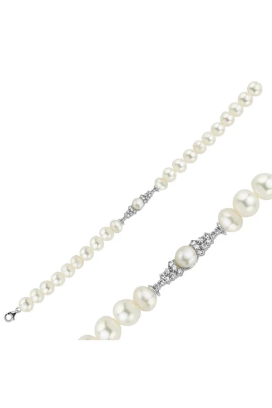 6,5 mm Zirkon Taşlı Doğal İnci Bileklik - 5