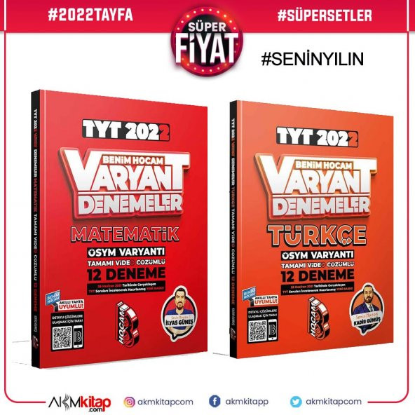 Benim Hocam TYT Türkçe ve Matematik Varyant Deneme Seti 2 Kitap