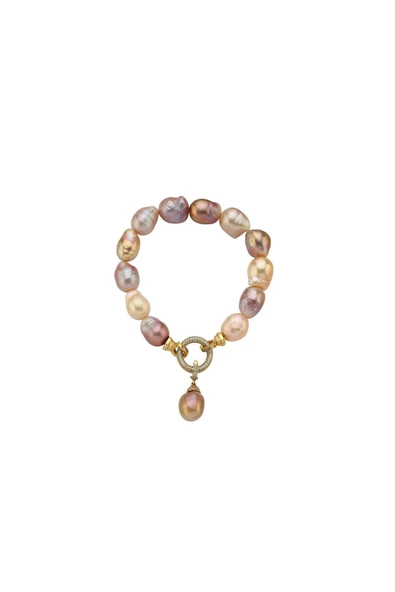 10,5 mm Halka Kilitli Multicolor Doğal İnci Bileklik - Resim 4