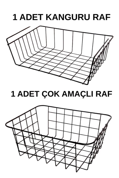 2'Li Dolap İçi Düzenleyici 1 Adet Kanguru Raf 1 Adet Çok Amaçlı Sepet
