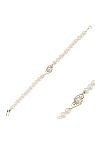 5 mm Zirkon Taşlı Doğal İnci Bileklik - 8