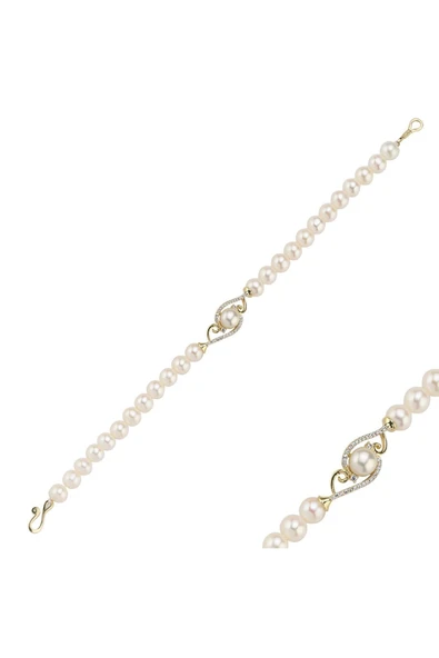 5 mm Zirkon Taşlı Doğal İnci Bileklik - 5