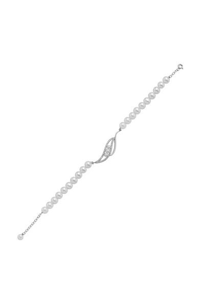 6,5 mm Yaprak Taşlı Doğal İnci Bileklik - Resim 6