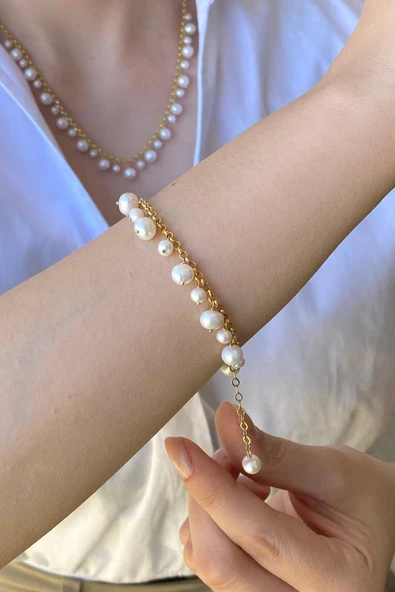 5,5 mm Doğal İnci Sallantıllı Bileklik ürün görseli 1