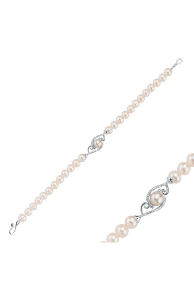5 mm Zirkon Taşlı Doğal İnci Bileklik - 7