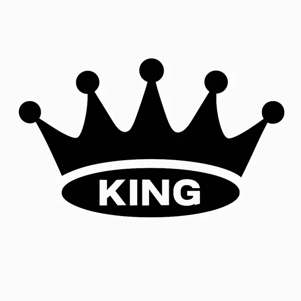 Kral Tacı King Yazılı Oto Sticker Siyah 19x11cm