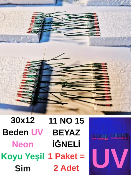 Eagenset Çapari, İstavrit Çaparisi, 30x12 Beden, Ultraviyole Uv Neon Seçenekli 11 No Beyaz İğne, 15 İğneli 2li Paket - Resim 4
