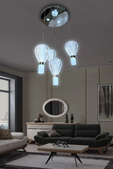 Paraşüt 4 'lü Modern Salon Led Avize - 5