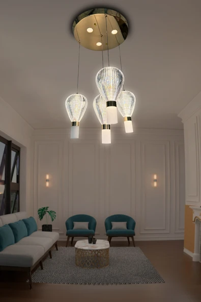 Paraşüt 4 'lü Modern Salon Led Avize - 2